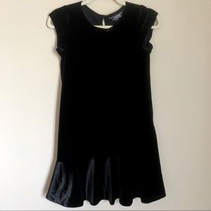 Girls Lands End black dress Christmas size medium 10-12 soft velvet material